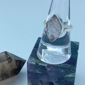 Pink Morganite Rough Madagascar Sterling Silver Ring Size 8.5